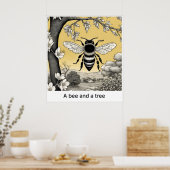 Poster Une abeille et un arbre - Imprimer (Cuisine)