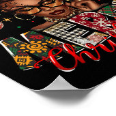 Poster Une Africaine Américaine Noire Joyeuse Pajam Noël (Coin)