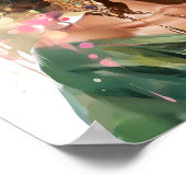 Poster Une Africaine Américaine Peinture rose et verte (Coin)