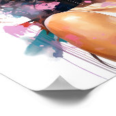 Poster Une Africaine Américaine Peinture rose et verte (Coin)