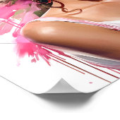 Poster Une Africaine Américaine Peinture rose et verte (Coin)