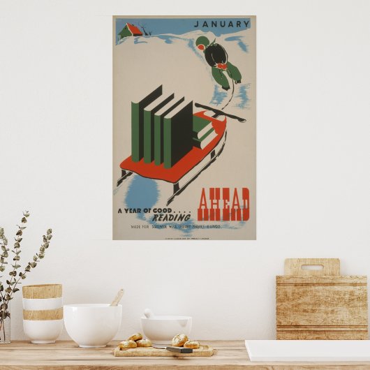 Poster Une année de bonne lecture à l'avant de l'affiche (Cuisine)