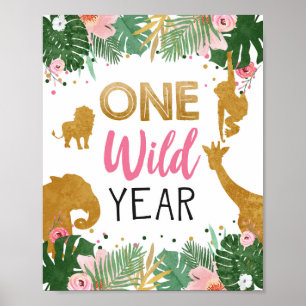 Poster Une année Wild Safari Table Signale Jungle Girl Ro