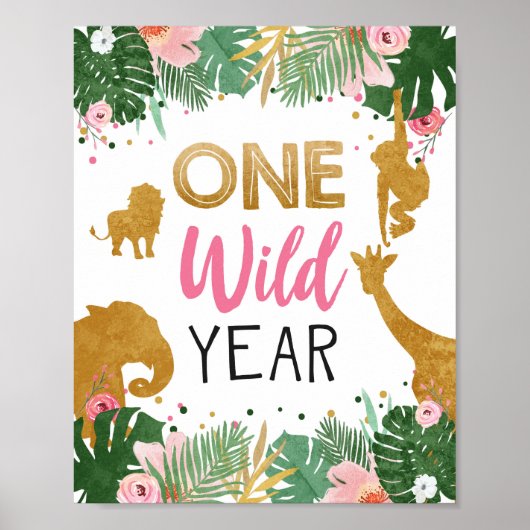 Poster Une année Wild Safari Table Signale Jungle Girl Ro (Devant)
