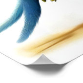 Poster Une aquarelle 3D d'un perroquet à tête bleue (Coin)