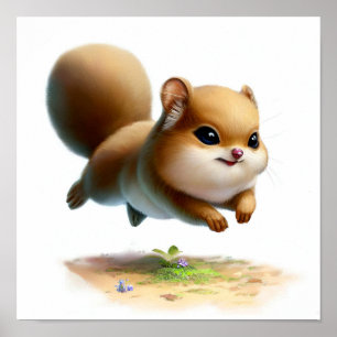 Poster Une aquarelle 3D peint d'un mignon écureuil volant
