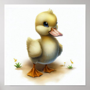 Poster Une aquarelle 3D Peinture d'une jolie jeune oie