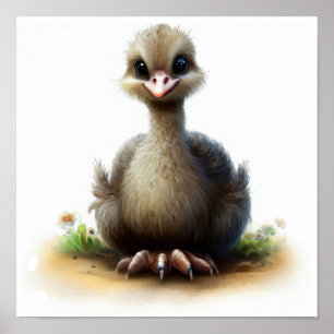 Poster Une aquarelle rendu en 3D Peinture d'une mignonne 