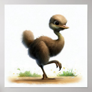 Poster Une aquarelle rendu en 3D Peinture d'une mignonne