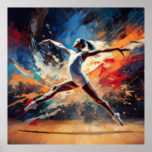 Poster Une athlète de gymnastique féminine.