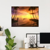 Poster Une baignade au lever du soleil (Bureau à domicile)