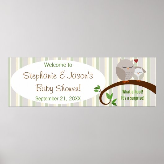 Poster Une Bannière De Chouettes Brown Baby showers (Devant)