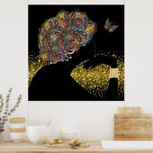 Poster Une belle dame aux papillons de l'âme (Cuisine)