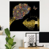 Poster Une belle dame aux papillons de l'âme (Bureau à domicile)