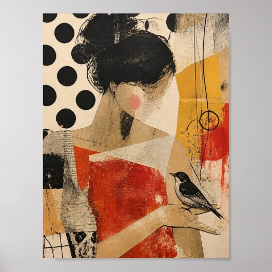 Poster Une belle femme et un oiseau (Devant)