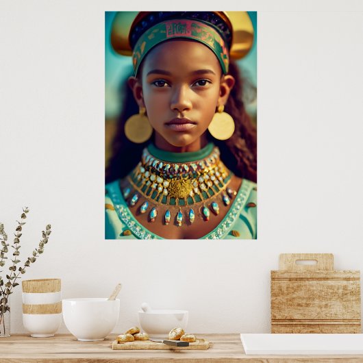 Poster Une belle fille des tribus d'Afrique orientale (Cuisine)