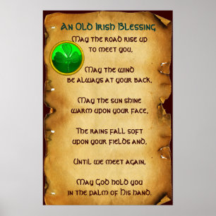 Poster Une bénédiction irlandaise ancienne sur parchemin