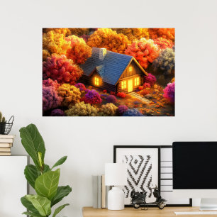 Poster Une cabane confortable nichée au cœur d'une forêt