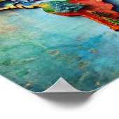 Poster Une carte artistique et dynamique du monde (Coin)