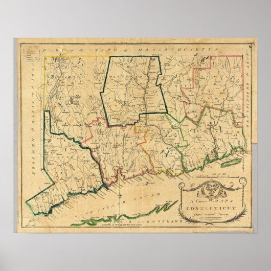 Poster Une carte correcte du Connecticut (Devant)