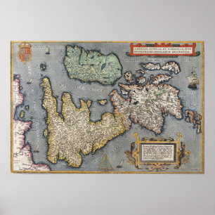 Poster Une carte de la Grande-Bretagne 1587