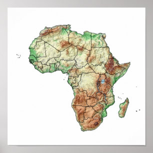 Poster Une carte de l'Afrique codée par couleur avec ses