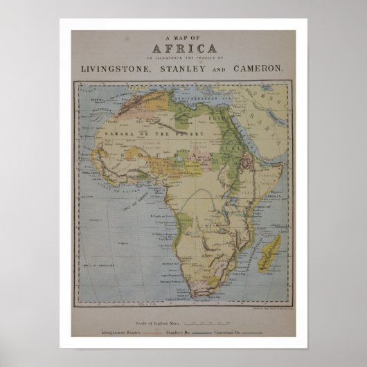 Poster Une carte de l'Afrique pour illustrer les voyages  (Devant)