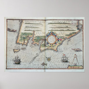 Poster Une carte du littoral de la Bretagne, 1588