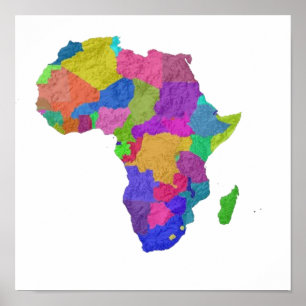 Poster Une carte en couleurs de l'Afrique avec ses pays
