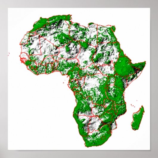 Poster Une carte en relief ombré codée par couleur de l'A (Devant)