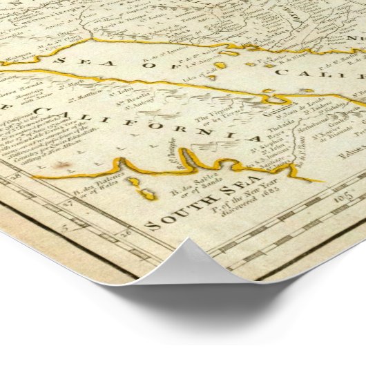 Poster Une Carte Précise De La Section Sud De L'Amérique  (Coin)