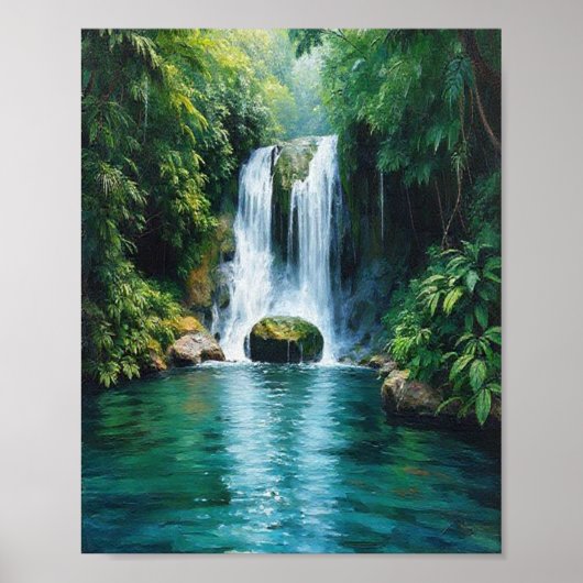 Poster Une cascade baignée de soleil au cœur (Devant)