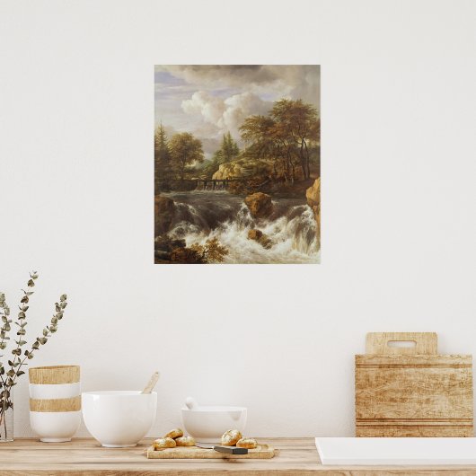 Poster Une cascade dans un paysage rocheux, c.1660-70 (Cuisine)