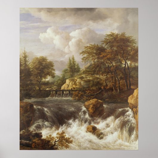 Poster Une cascade dans un paysage rocheux, c.1660-70 (Devant)