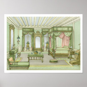 Poster Une chambre à l'intérieur de style Henri II (litho