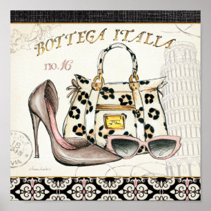 Poster Une chaussure, un sac, et une paire de verres