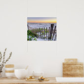 Poster Une clôture de plage au coucher du soleil (Cuisine)