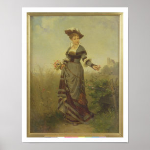 Poster Une cueillette de Madame fleurit dans un paysage