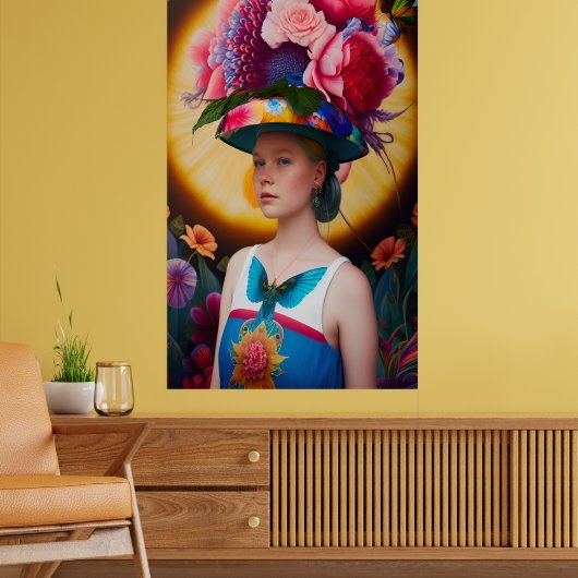 Poster Une dame avec un casquette solaire à fleurs (Salon 2)