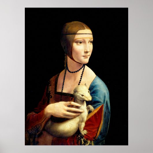 Poster Une dame avec une mine par Leonardo Da Vinci (Devant)