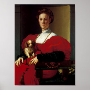 Poster Une dame en robe rouge