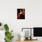 Poster Une dame en robe rouge (Bureau à domicile)