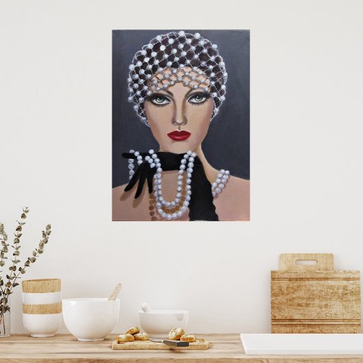 Poster Une Dame Ornée De Perles (Cuisine)