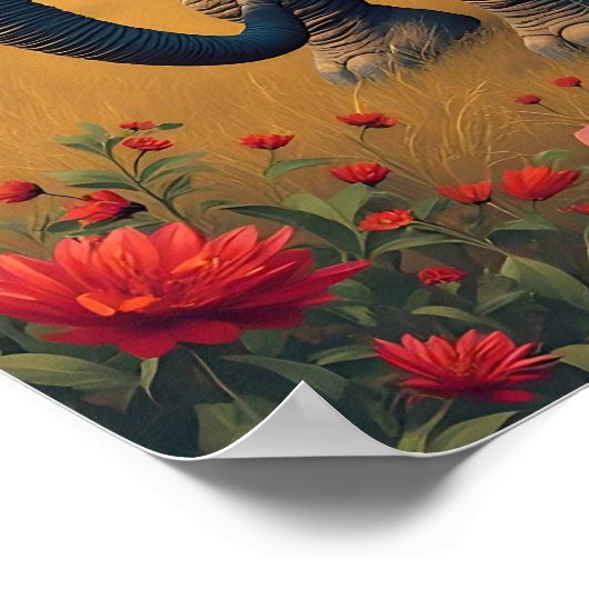 Poster Une douce maman sentimentale et un éléphant de béb (Coin)