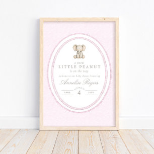 Poster Une Douce Petite Cacahuète Fille Baby Shower Douce
