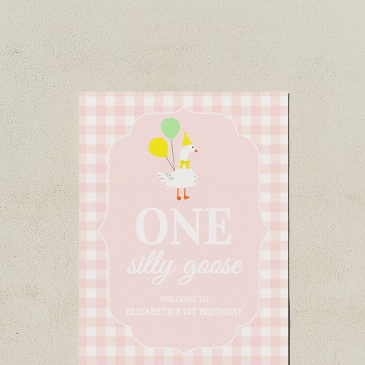 Poster Une drôle d'oie Gingham 1er anniversaire