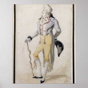 Poster Une élégante figure masculine, 1793 (crayon et w/c