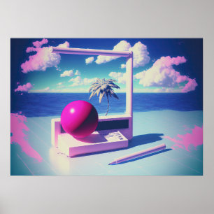 Poster Une évasion Vaporwave vers des mondes synthétiques