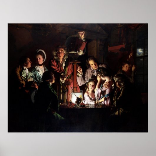 Poster Une expérience sur un oiseau dans une pompe à air (Devant)