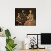 Poster Une famille de trois à Tea, vers 1727 (Bureau à domicile)